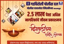 जिला पोलीस दल गडचिरोली तर्फे जिलावासीयांना दिपावलीच्या हार्दिक शुभेच्छा