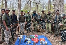 Gadchiroli Police Force’s Anti-Naxal Operation One 12 Bore Rifle, 02 Explosives and other materials buried by the Naxalites were seized.