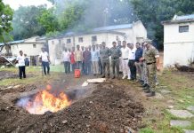 “ अंमली पदार्थ विरोधी दिनाच्या औचित्यावर गडचिरोली घटकातील एकुण 5 गुन्ह्रांतील जप्त गांजा केला नाश