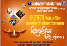 गडचिरोली जिला पोलीस दलातर्फे समस्त जनतेस दिपावलीच्या हार्दिक शुभेच्छा