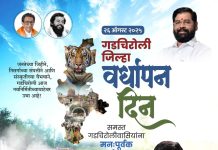 समस्त गडचिरोलीवासियांना गडचिरोली जिल्हा वर्धापन दिनाच्या मनःपूर्वक शुभेच्छा !